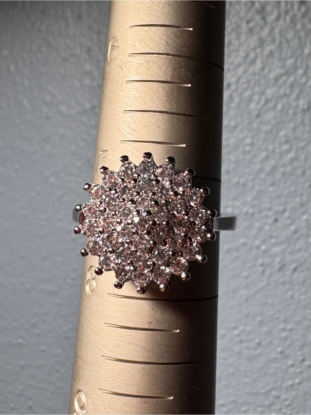 Cluster Halo Cocktail Ring in Pale Pink and Silver